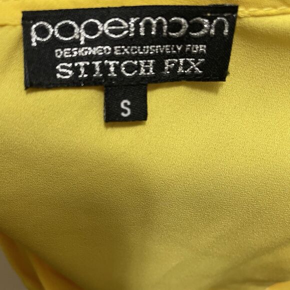 Papermoon Bastille Tulip Sleeve Blouse Yellow Women's Small Spring Summer Easter - Picture 8 of 9